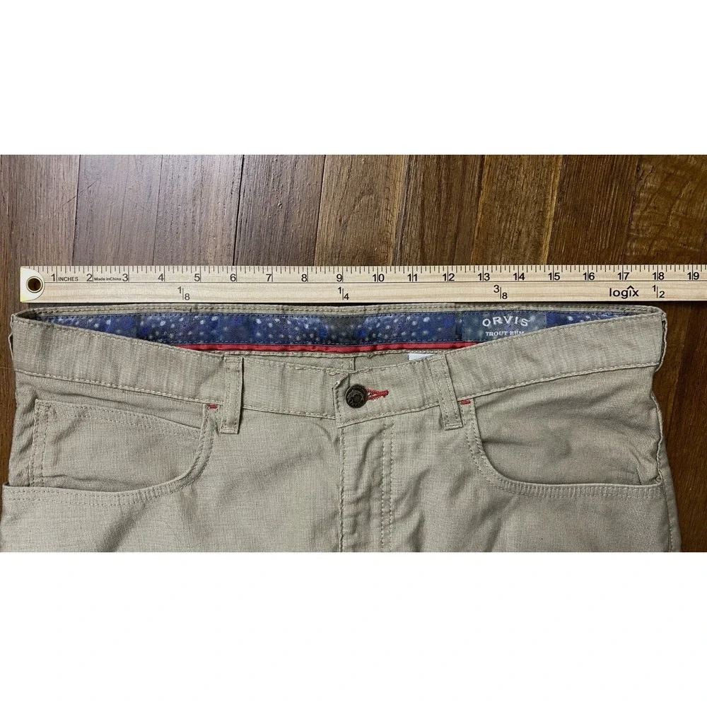 Orvis Trout Bum Mens Pants 36X30 Tan Twill Outdoor Hiking Fishing Camping Travel